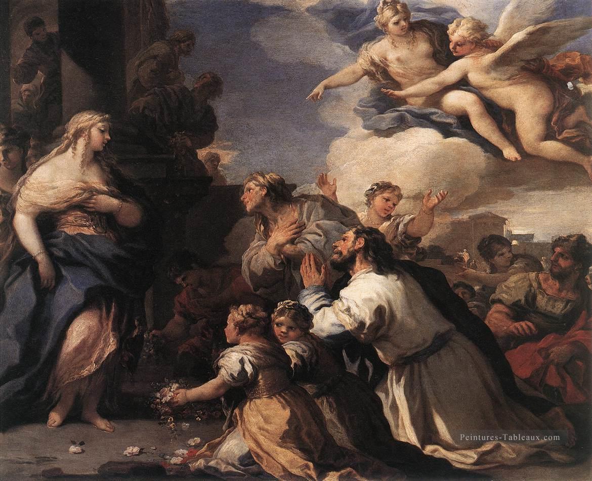 Psyché honoré par le peuple Baroque Luca Giordano Peintures à l'huile